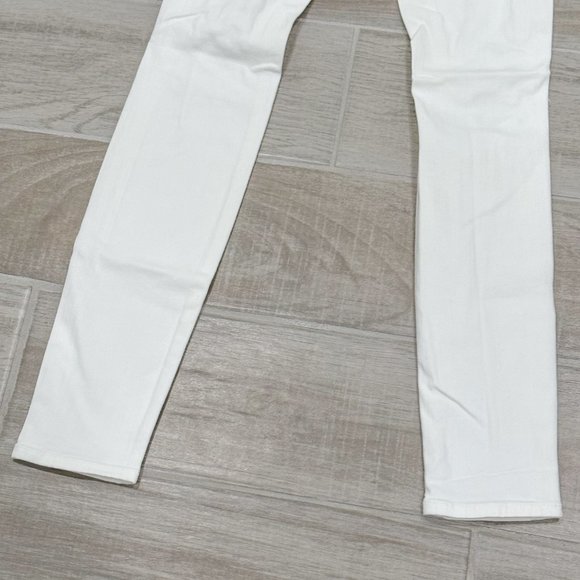 Frame Le Skinny De Jeanne Low-Rise Distressed Jeans in Ripped Blanc White Sz 24 - Picture 9 of 12